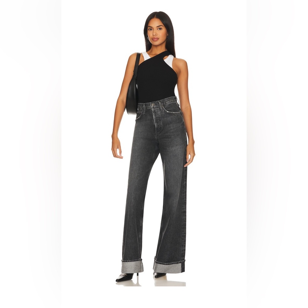 Agolde date high rise wide leg jeans - petite carbon size 26